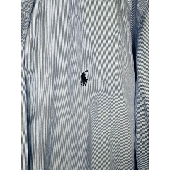 Ralph Lauren Yarmouth Blue Striped Long Sleeve Button Up Shirt Men's 17-34 - Picture 3 of 14
